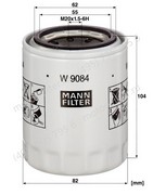W9084 сменный масляный фильтр смазочной системы MANN