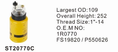 ST20770C фильтр-сепаратор для очистки топлива в сборе с водосборным стаканом STAL